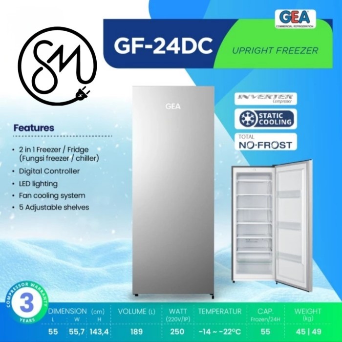Freezer GEA GF-24DC Kulkas Es batu GF24DC 189 L No Frost Inverter