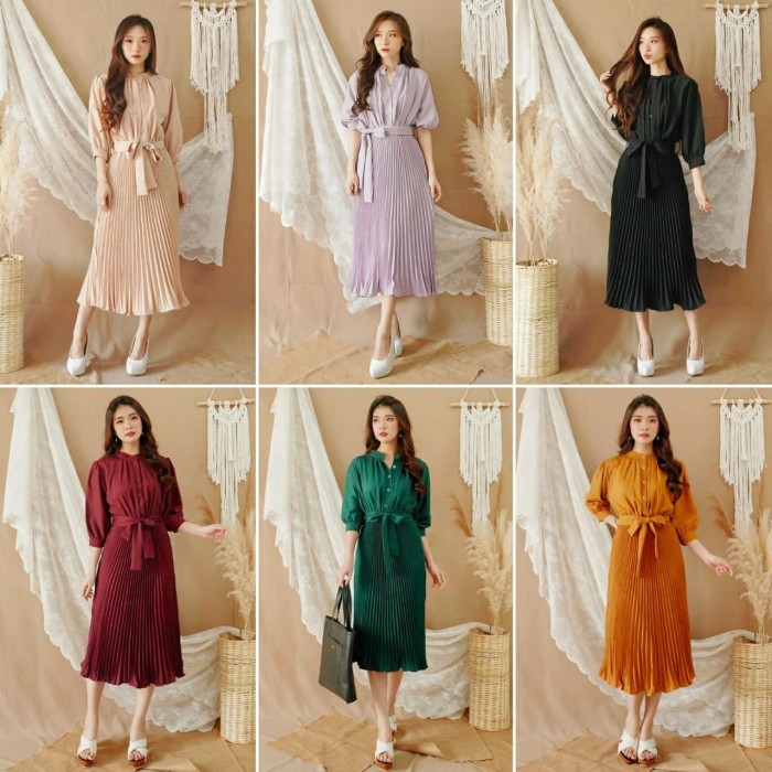 ✨LARIS✨ -Dress Wanita Korean Style Dress Pesta KATY DRESS Bahan Moscrepe Import - Lilac