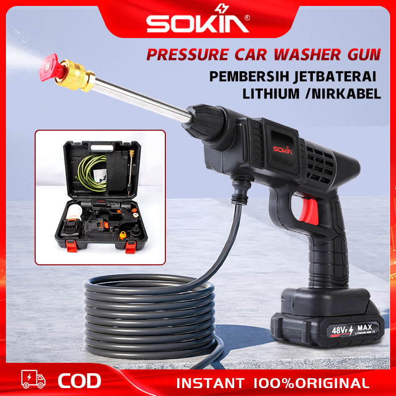 SOKIN Tools Mesin Cuci Mobil Nirkabel Khusus Air Bertekanan Tinggi Ambil Baterai Lithium Portabel Ru