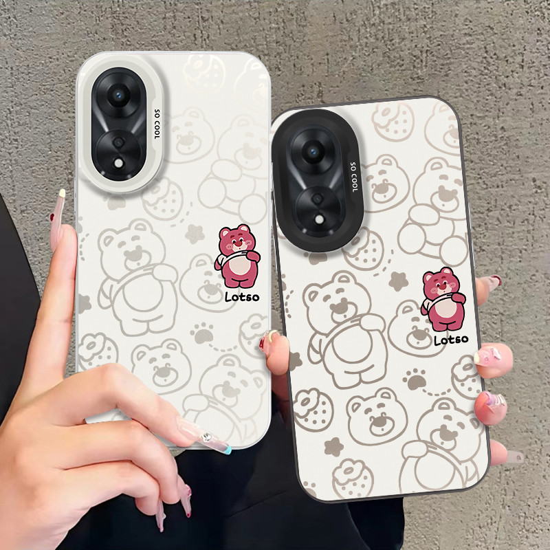 Casing hp  OPPOA38-GW/A18(4G)-GW Strawberry Bear Kartun Lucu Premium Sederhana Hot Sale Hard Shell c