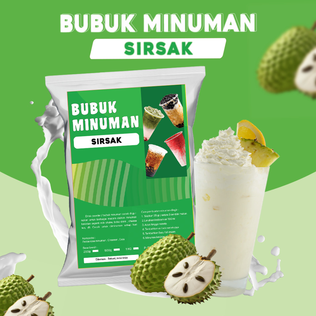 

BUBUK MINUMAN RASA SIRSAK / SERBUK MINUMAN RASA SIRSAK / BUBUK MINUMAN BOBA RASA SIRSAK