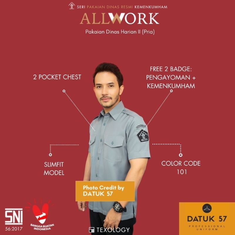PROMO 11.11 Original AllWork Edition : Seragam Kemeja Atasan PDH 1 PDH 2 PDH 3 dan PDH 4 untuk Lapas