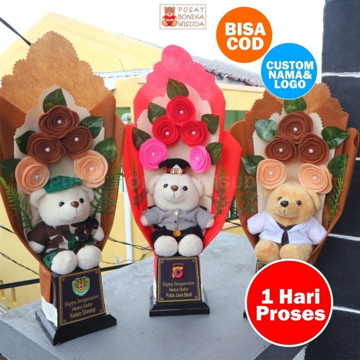 Piala boneka wisuda TNI POLISI PERAWAT PELAUT DOKTER PELAYARAN Profesi - Biru Muda