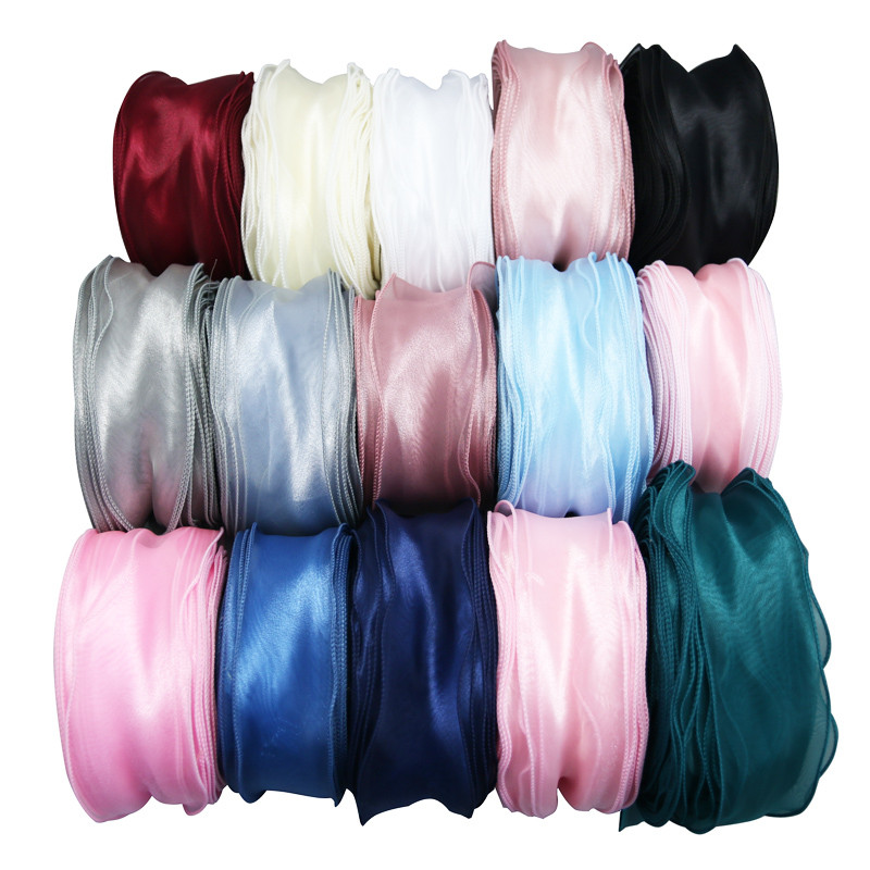 

60mm Wave Silk Organza ribbon Bow material for hair ornament gift wrapping decoration lace ribbons