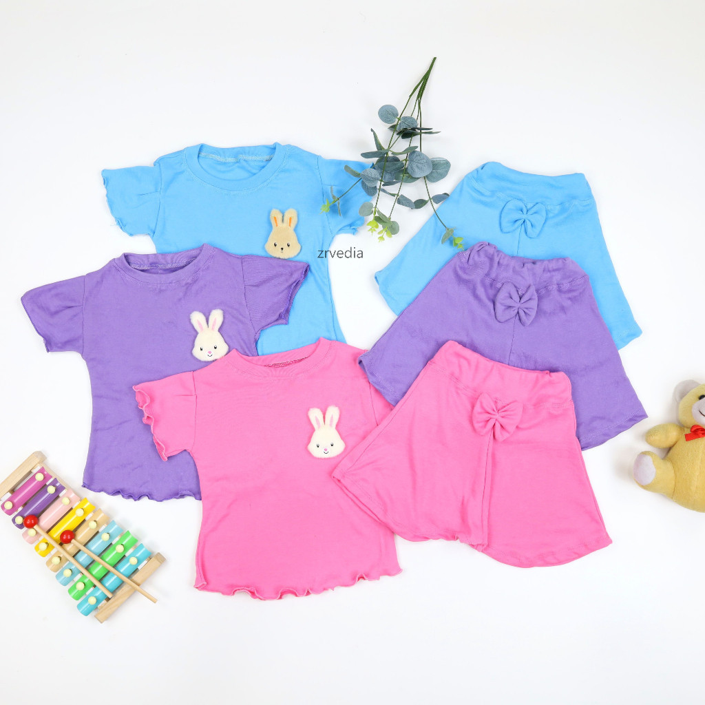 [KNIT] Setelan Babydoll uk 2-3 Tahun / Babydoll Set Knit Anak Perempuan Setelan Baju Cotton Rib Cewe