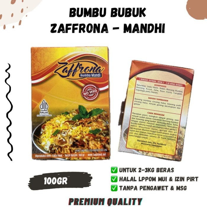 

✨TERLARIS -ZAFFRON MANDY Bumbu Nasi Mandhi Mandi Kering Bubuk Zafron Praktis Muda