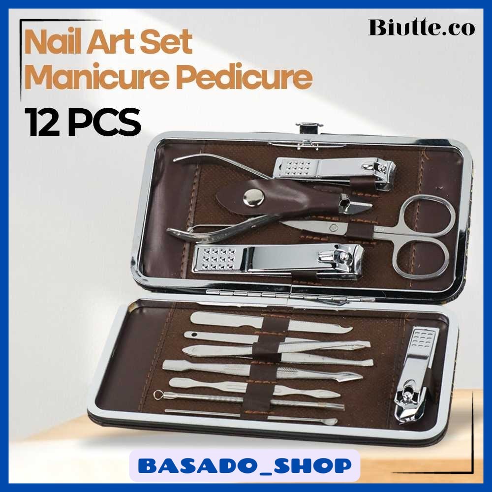 Nail Art Set Manicure Pedicure Gunting Kuku 12 Pcs