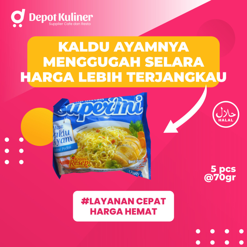

5 Bungkus Supermi Mie Rasa Kaldu Ayam 70 Gr