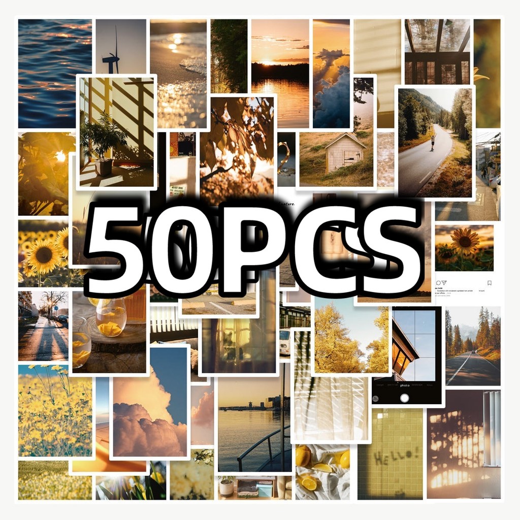 

50pcs Autumn Sunset Golden Glow Stickers For Notebook Skateboard Cellphone DIY