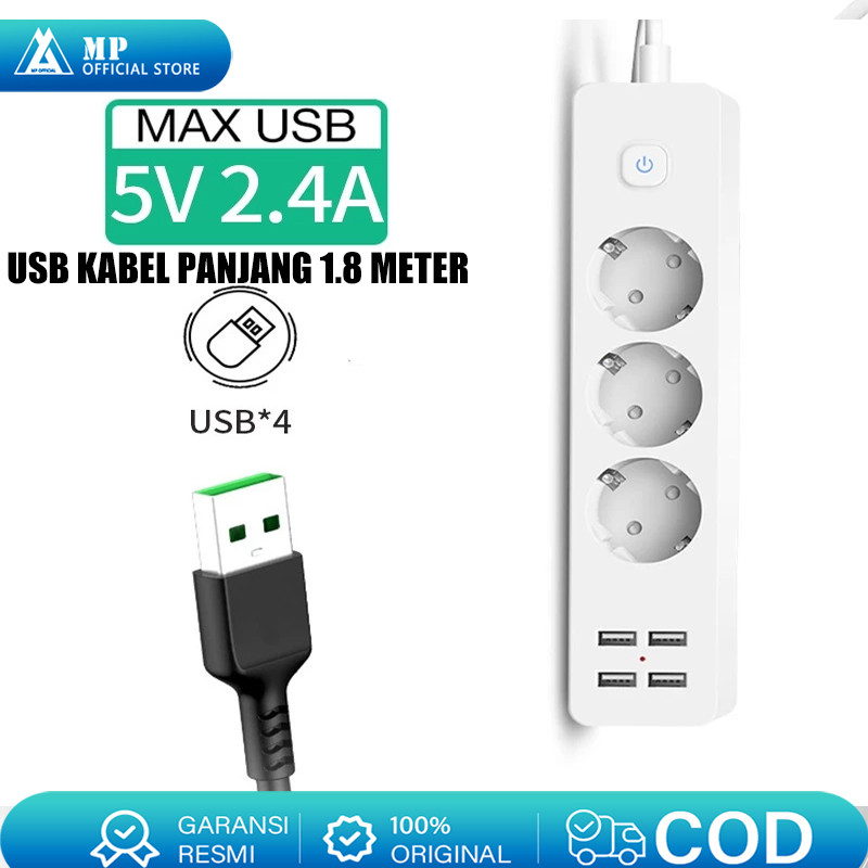 Stop kontak 3 4 Lubang Panjang 1.8M KABEL / Stop kontak KABEL/Power Strip Power Socket Stop Kontak 4