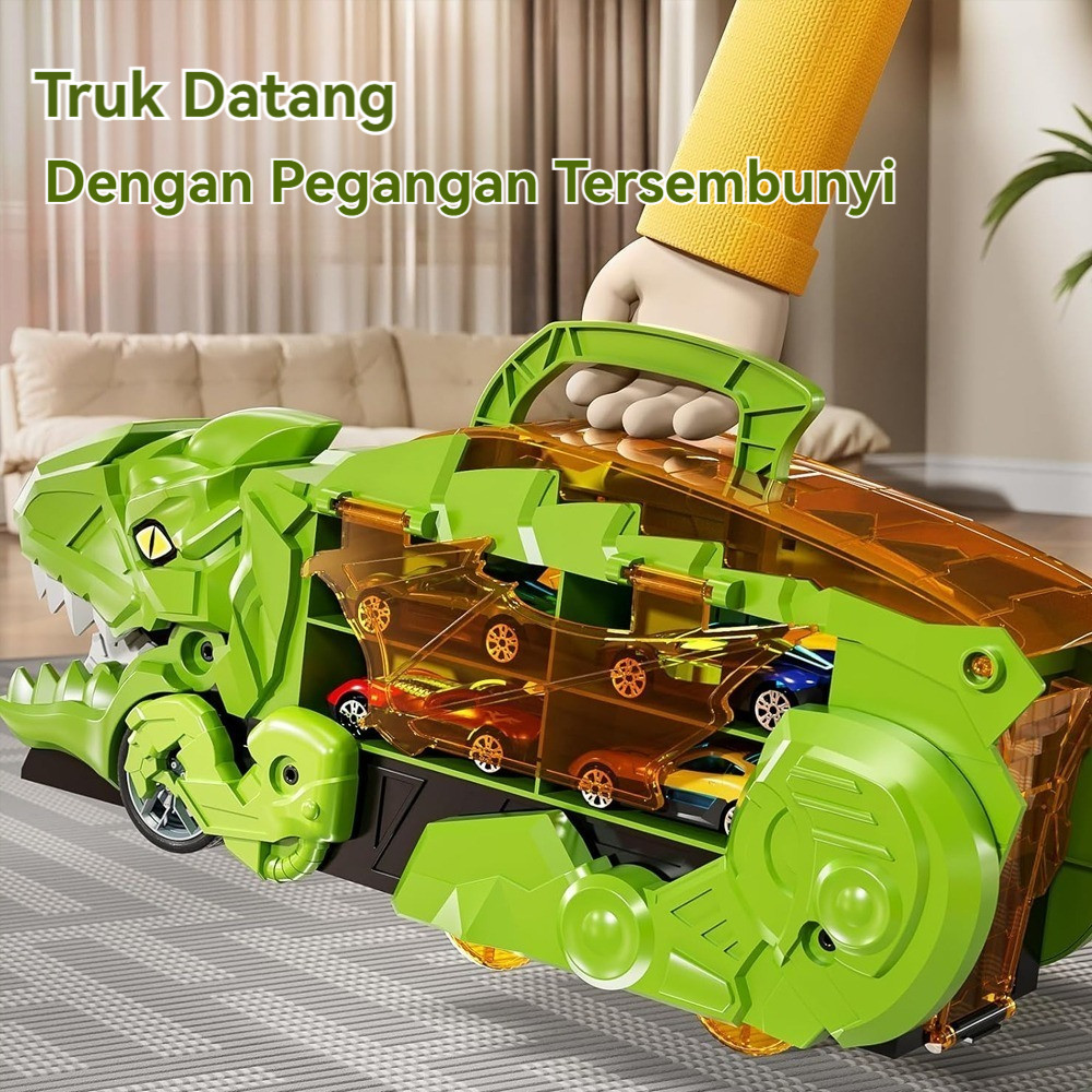 

Mainan anak Mobil Truk Dinosaurus Deformed Kontainer Slide Storage Car Truck Dino Swallowing Car