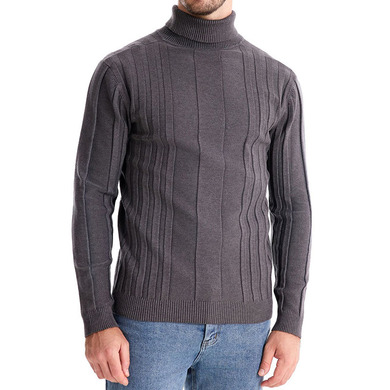 Zilong Lennon Sweatershirt Pria Bahan Rajut Tebal Kerah Panjang Turtle Neck