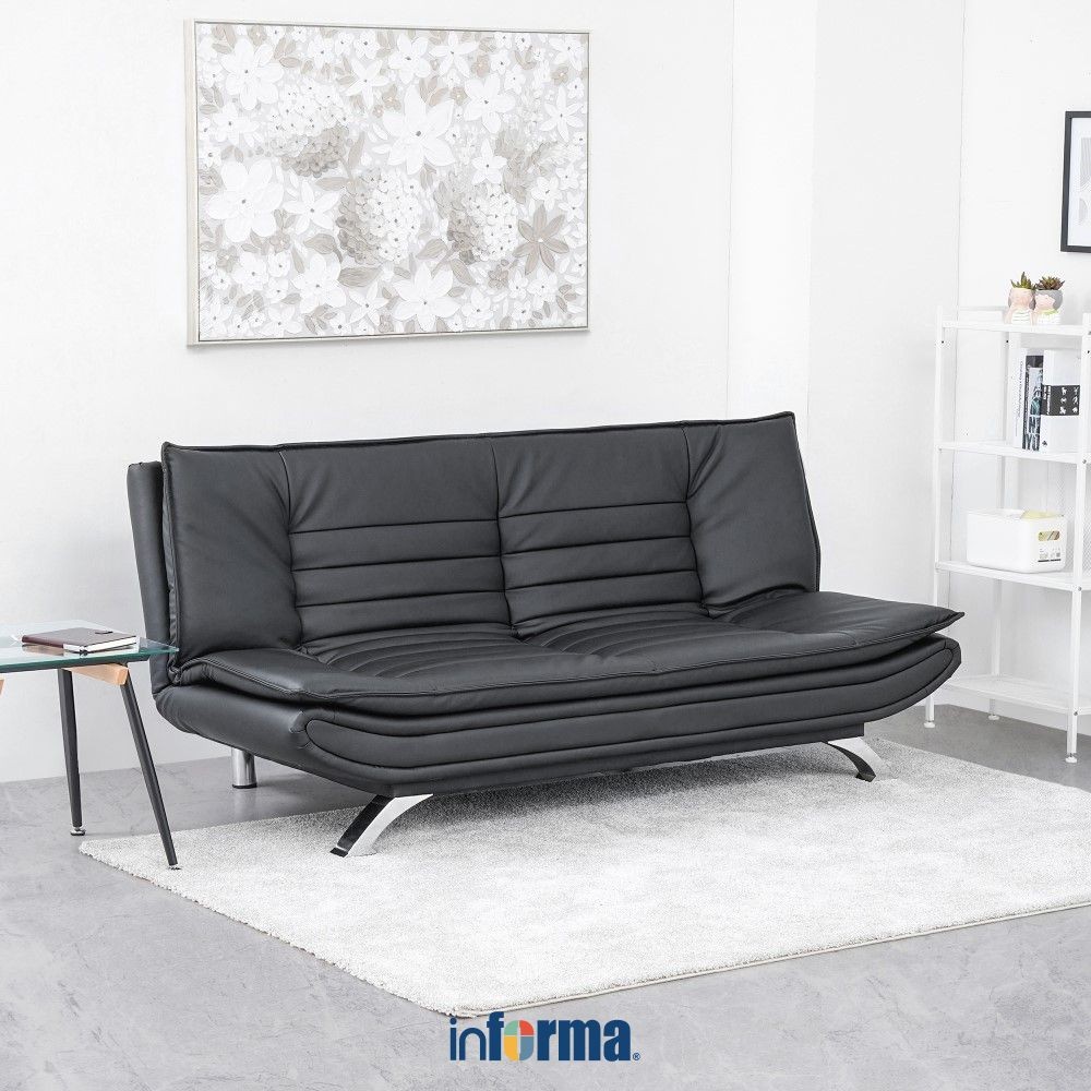 WINDOWS_ Informa Neo Faith Sofa Bed Kulit - Hitam Tempat Duduk Multifungsi Sofa Tidur 2In1 Kursi