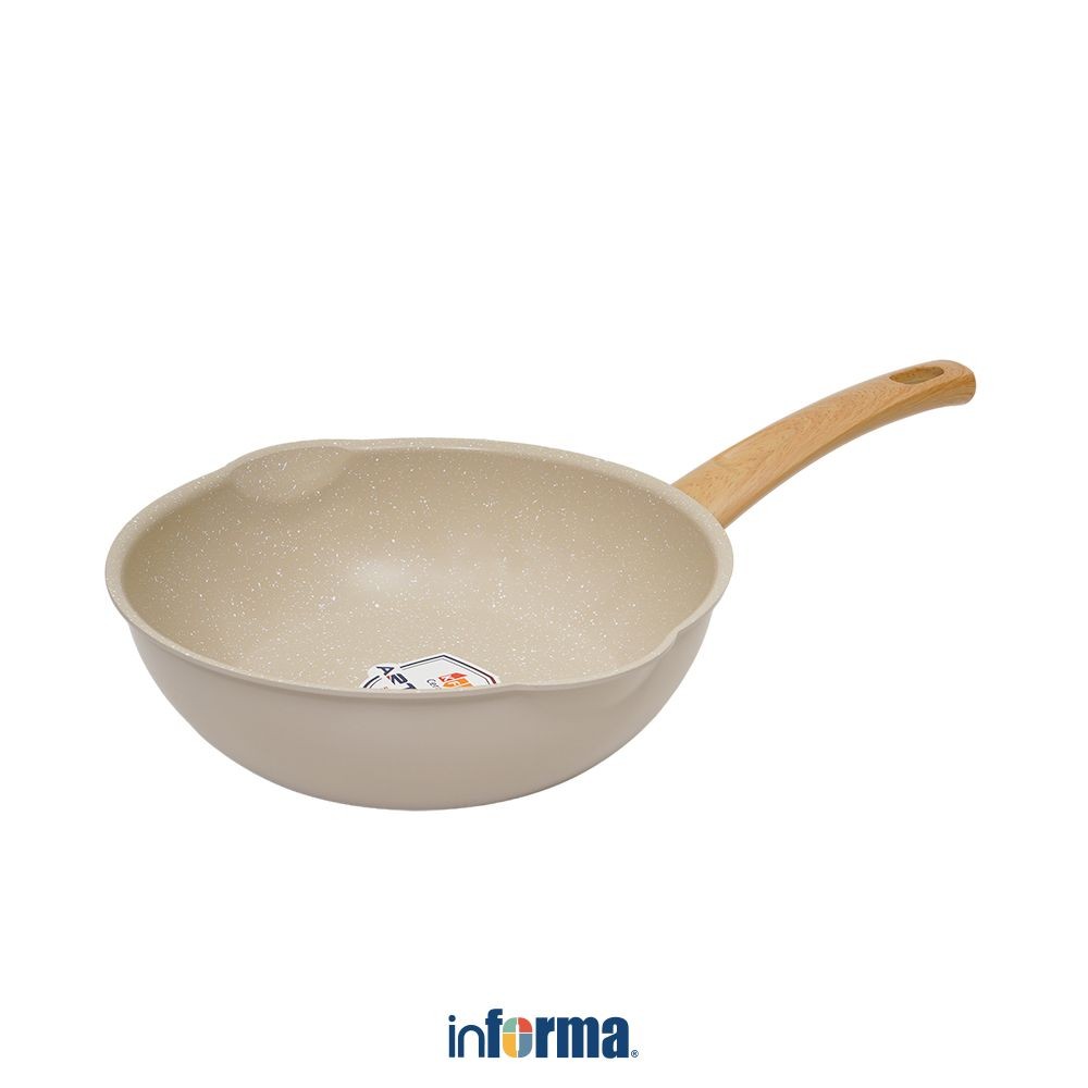 Informa Cooking Color 24 Cm Kent Wajan Penggorengan Wok Ceramic - Abu-Abu Pan Wok Anti Lengket Non