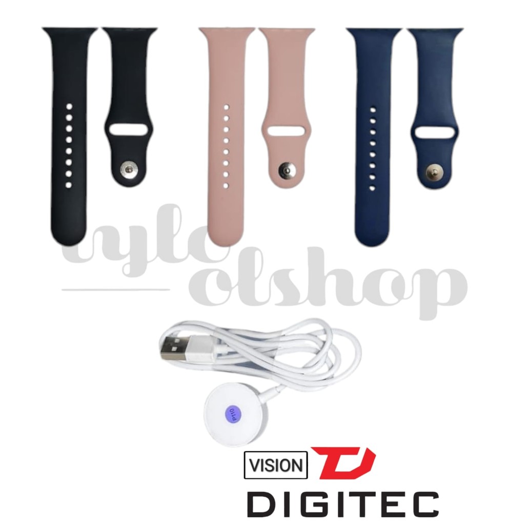 Tali Dan Charger Jam Tangan Smartwatch Digitec Strap Rubber Digitec Vision