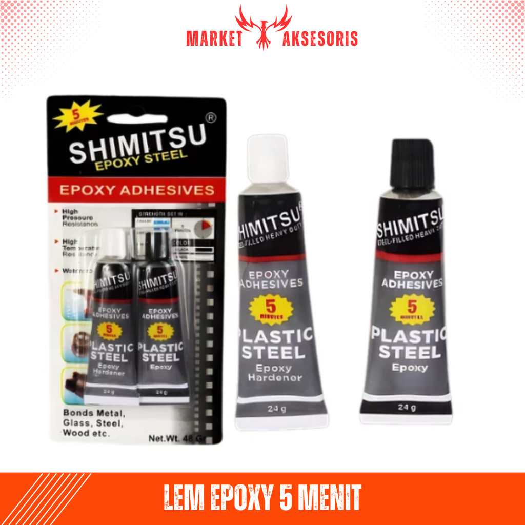 

MARKET AKSESORIS Lem Epoxy 5 Menit Lem Perekat Metal Besi Baja Tembaga Kayu Plastik Aluminium Kaca Keramik Lem Serbaguna Dekton Daya Rekat Kuat