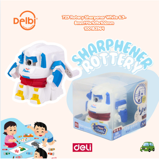 

Rautan Putar Keren Deli 0729 bentuk robot 729 Rotary Sharpener White 6.9-8mm114x109x102mm -