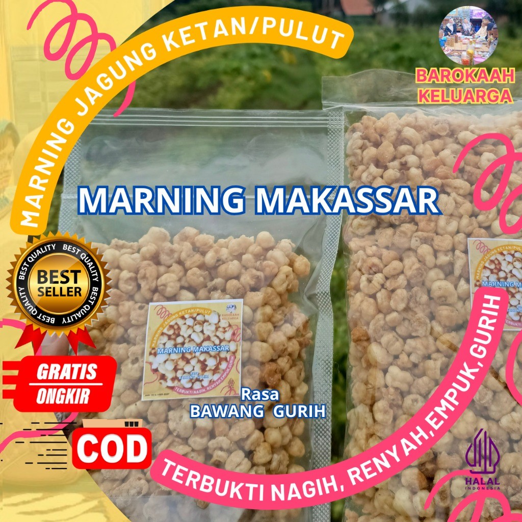 

Marning Milenial Terbaru terbuat dari jagung Ketan Putih Asin Bawang Gurih 100gr, 250gr 500gr 1KG /kiloan Gurih Renyah harga spesial / Jagung Marning ketan Asin / Marneng Jagung Makassar Original Asin gurih