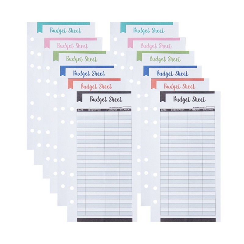 

Set of 12 Expense Tracker Budget Sheets Money Organizer for Cash Ledger Book Double-sided Writing Use with Cash Envelope
