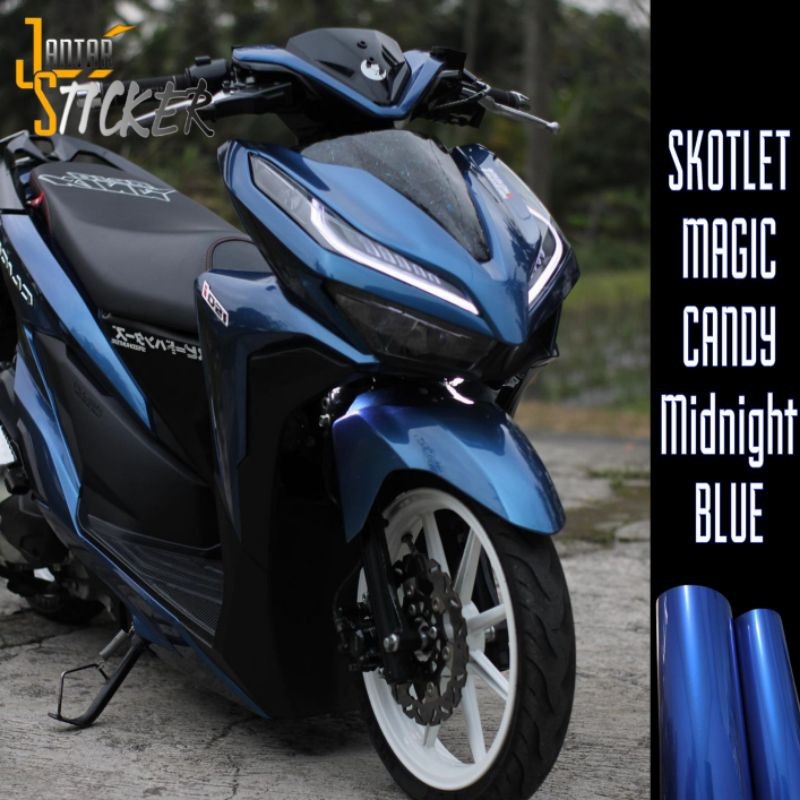 Sticker Scotlite Midnight Blue Kualitas Premium Skotlet Biru Navy Candy Glossy Scotlet Motor Biru Do