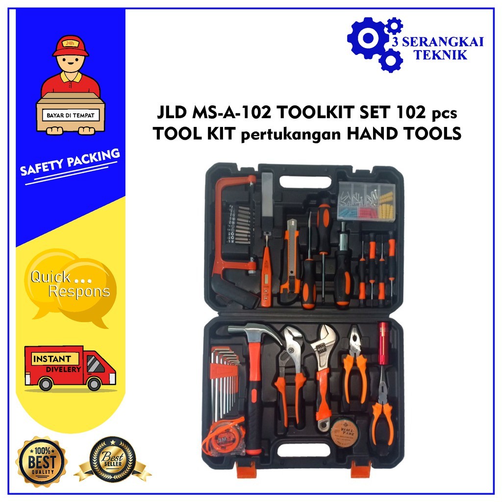 TISERA - JLD MS-A-102 TOOLKIT SET 102 pcs TOOL KIT pertukangan HAND TOOLS