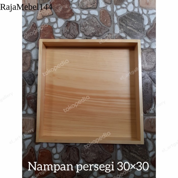 

Baki Kayu / Nampan Kayu Pinus ukuran 30x30x5cm tanpa lubang laris manis