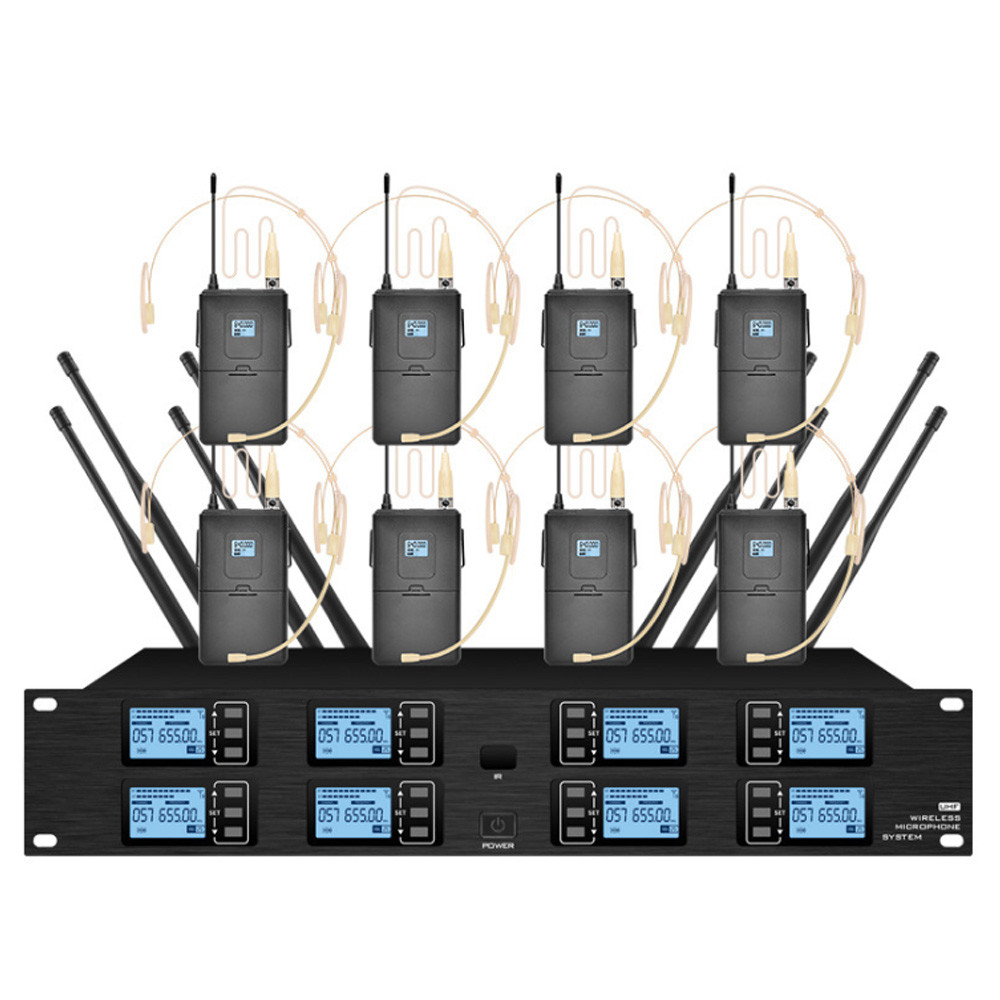 Professional UHF wireless microphone 8 channel handheld microphone lavalier microphone stage perform