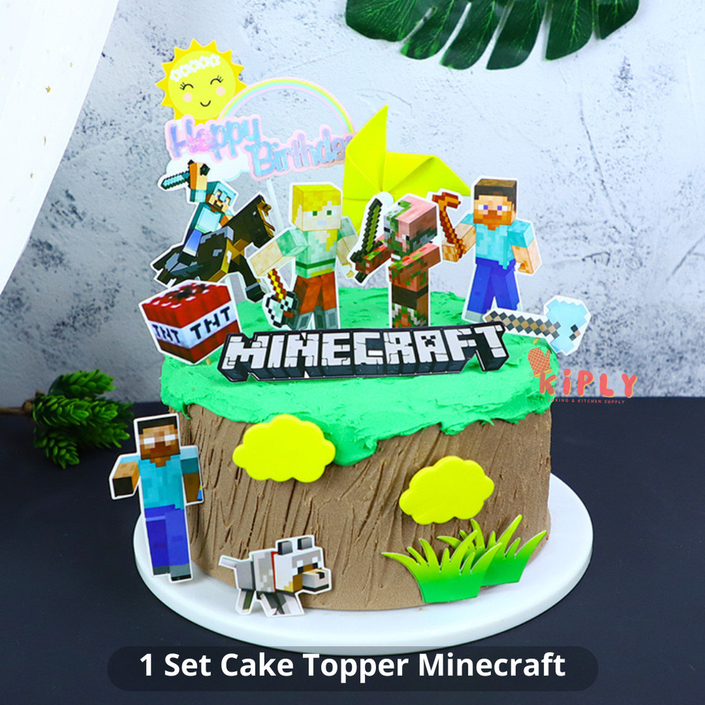 

1 Set Cake Topper Minecraft/Topper Kue Desain Ulang Tahun/Dekorasi Pesta Ulang Tahun