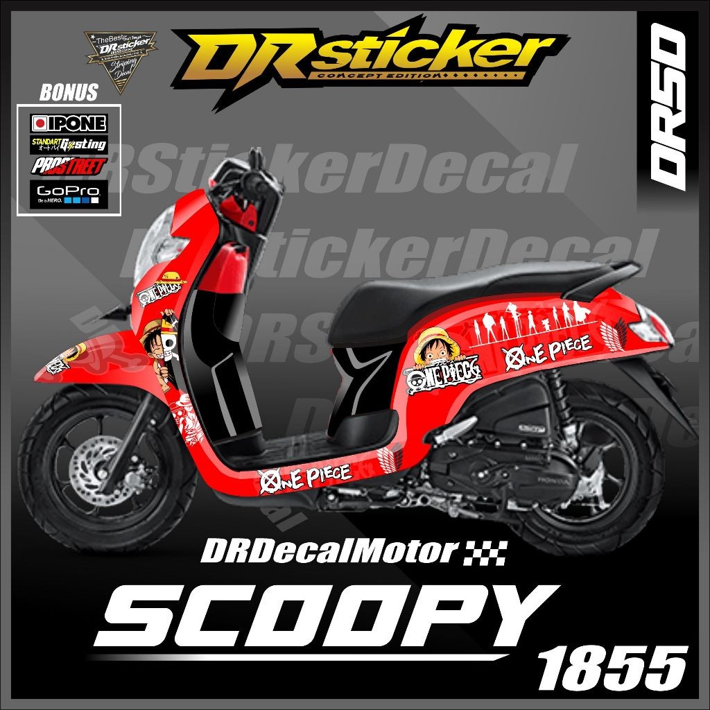 Decal scoopy stiker Honda Scoopy Stylish Merah Red tahun 2019 kualitas bagus