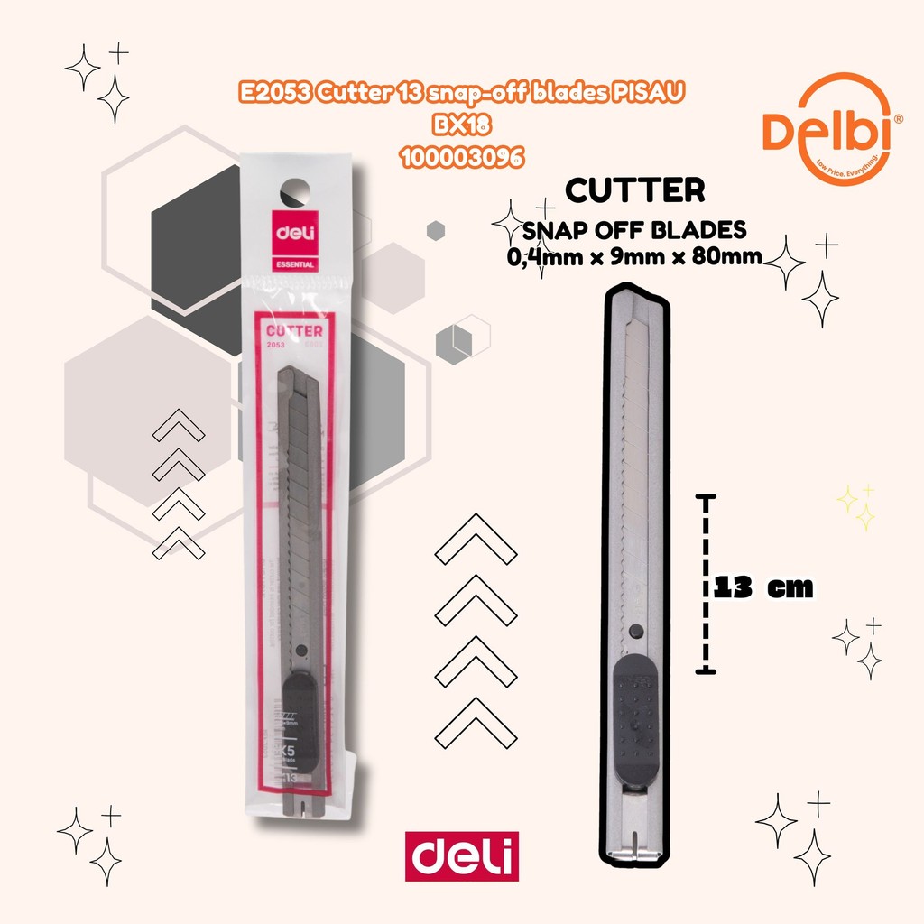 

CUTTER DELI E-2053 E2053 Cutter 13 snap-off blades PISAU BX18