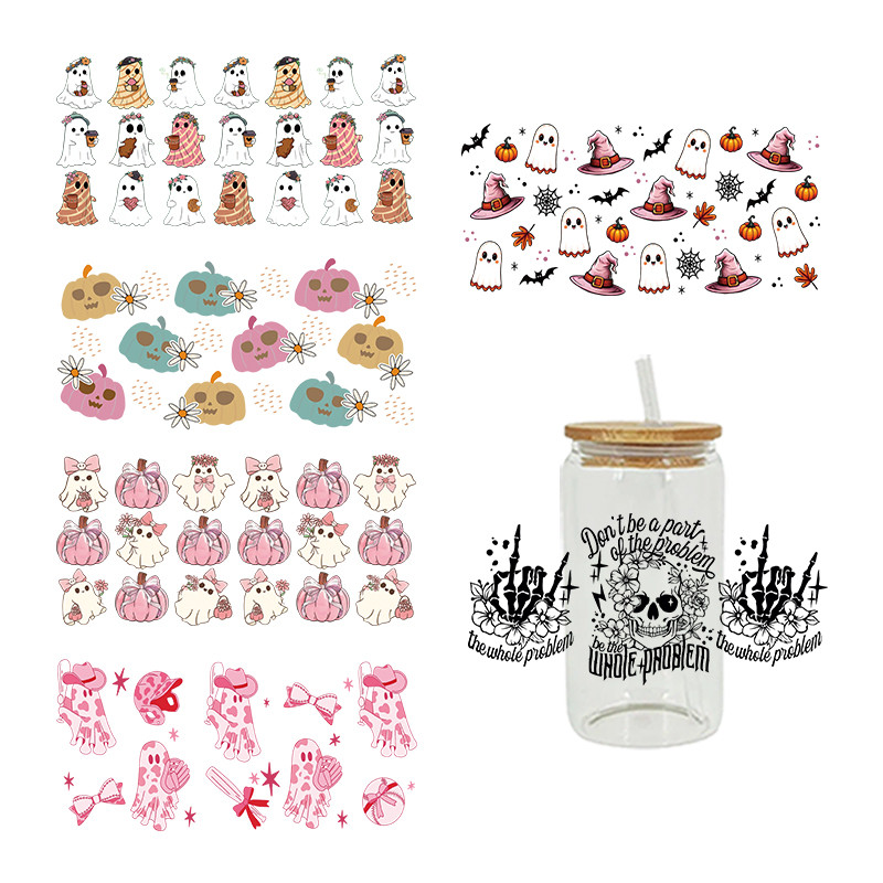 

Transfer Sticker Happy Halloween For The 16oz Libbey Glasses Wraps Bottles Cup Can DIY Waterproof Custom Decals D20897