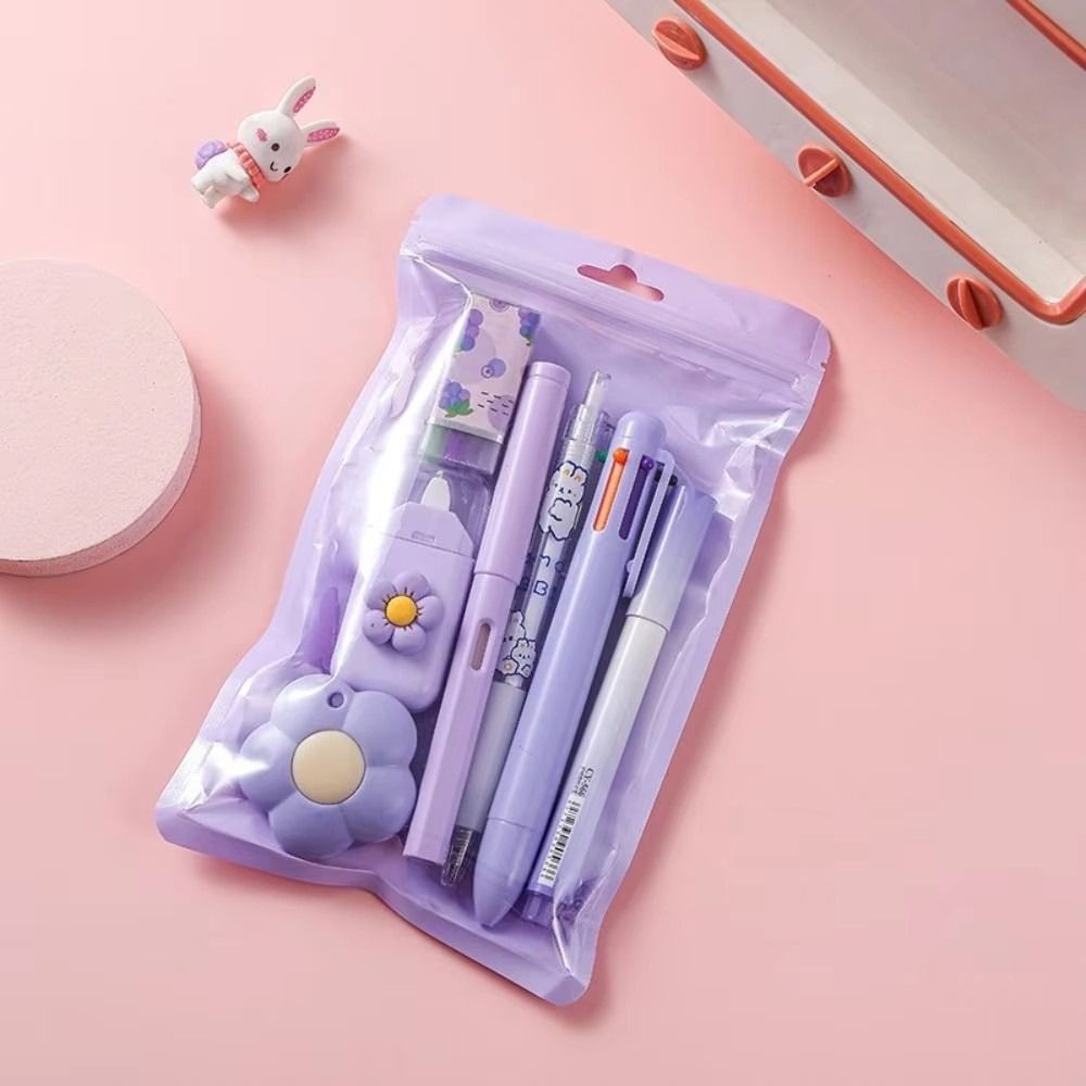 

Korean 7-in-1 Stationery Set Useful Correction Tape 7pcs/set Stationery Set Ballpoint Pen Eraser Student Tools Set Prize Gifts