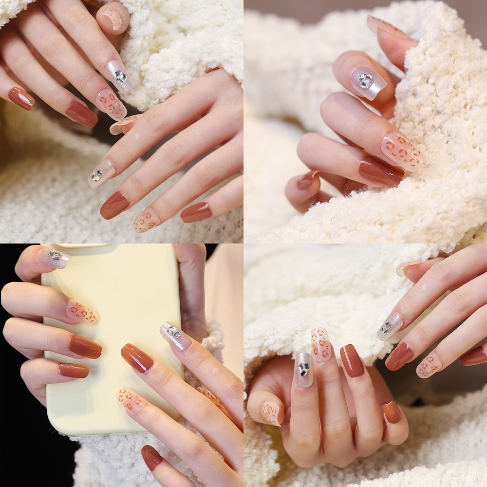 12Pcs 3D Kuku Palsu Kuku Nail Alat Perawatan Kuku Perawatan Kecantikan Kuku Kaki Palsu Stiker kuku N