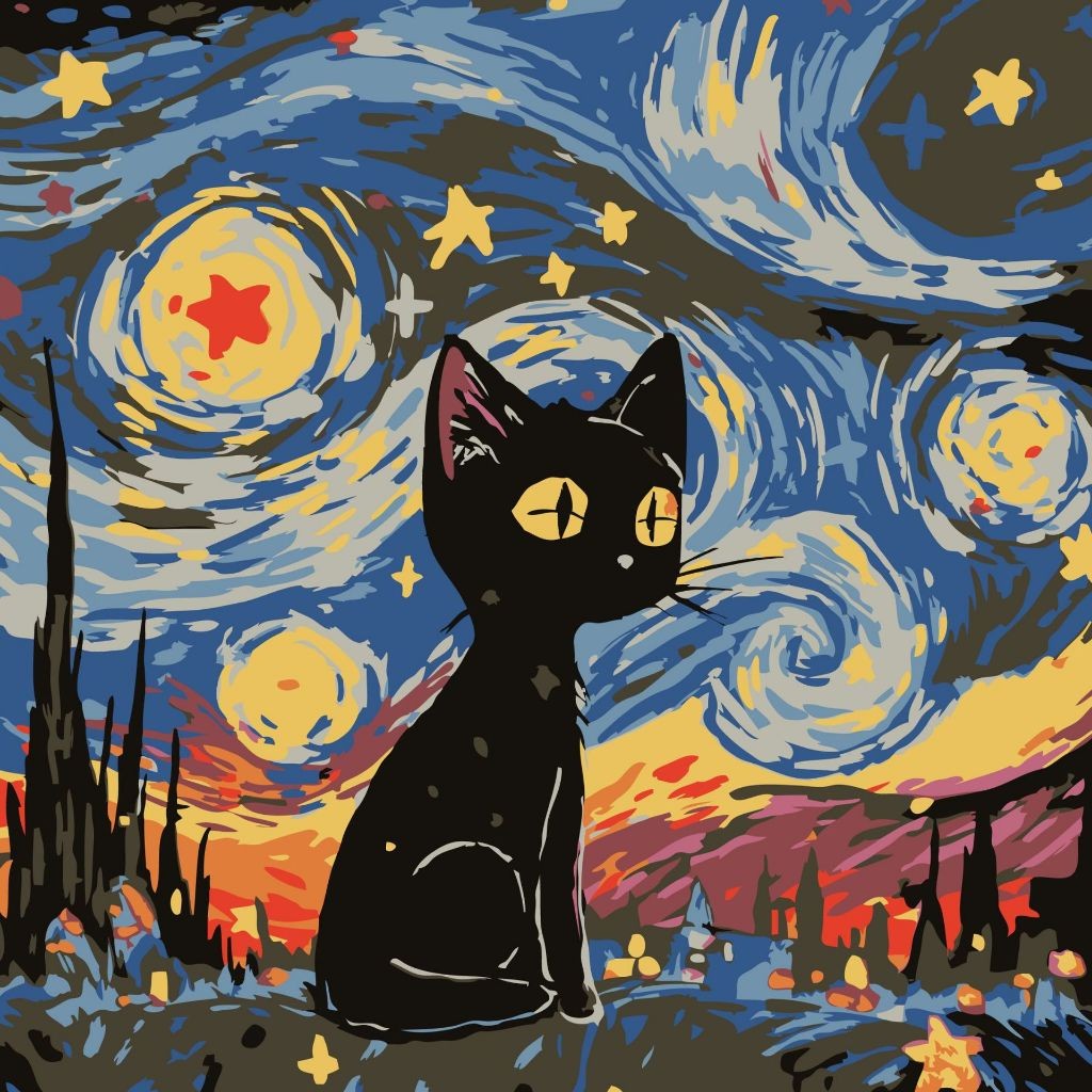 

Paint by number 20 x 20cm Canvas Paint By Number Kit Digital Oil Painting DIY Painting Kit Lukisan - Cat Scenery Series