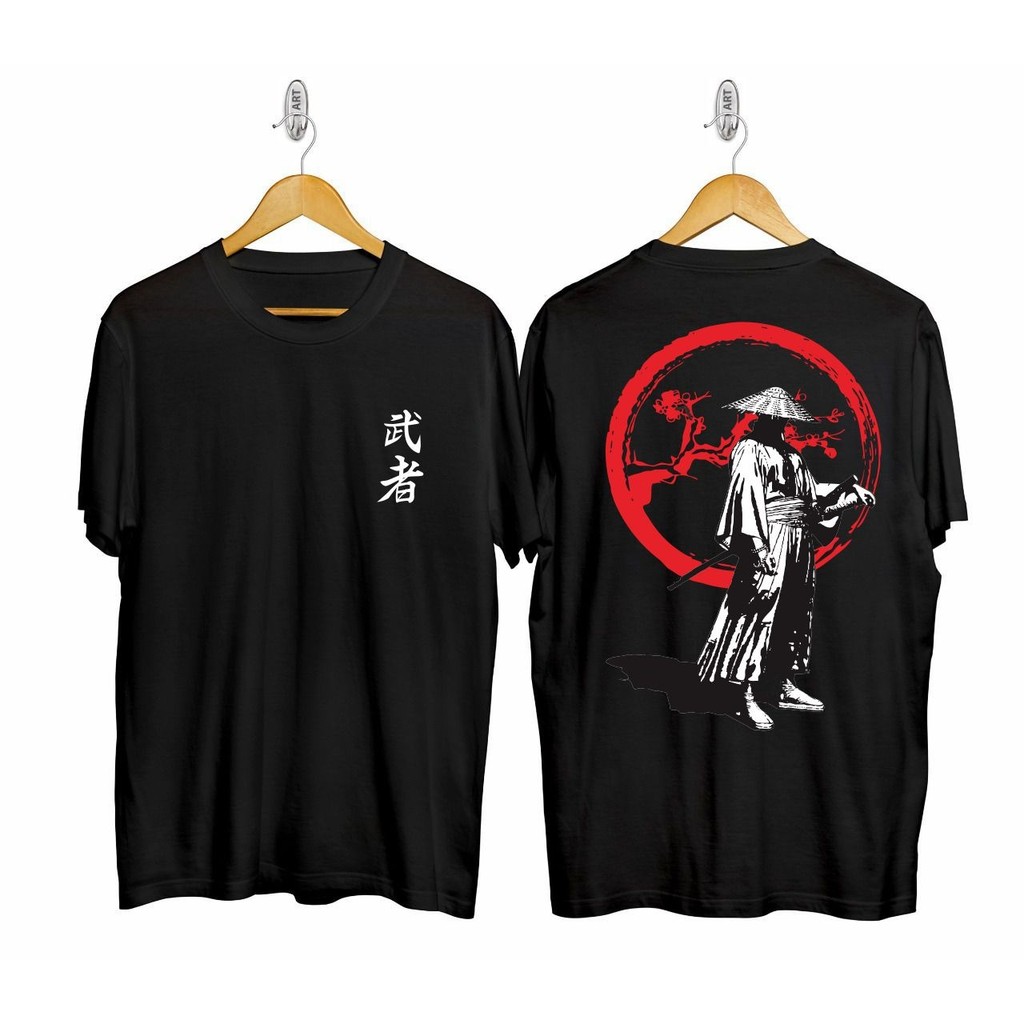 ( COD ) KAOS T-SHIRT/KAOS RONIN SAKURA SAMURAI TOPI JERAMI JEPANG/KAOS TULISAN KANJI JEPANG/KAOS DES