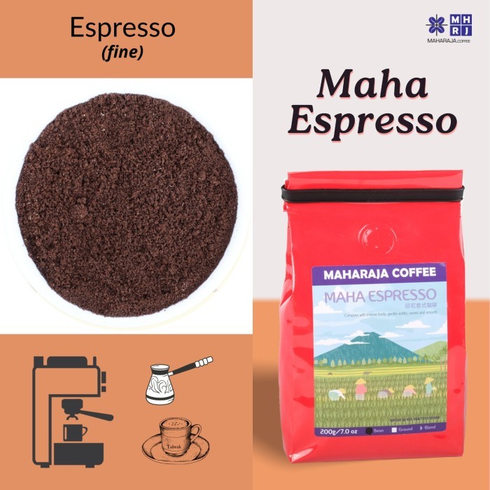 

[PROMO TERBAIK]- Kopi Espresso Blend 200g Bubuk Maharaja Coffee - Halus Espresso