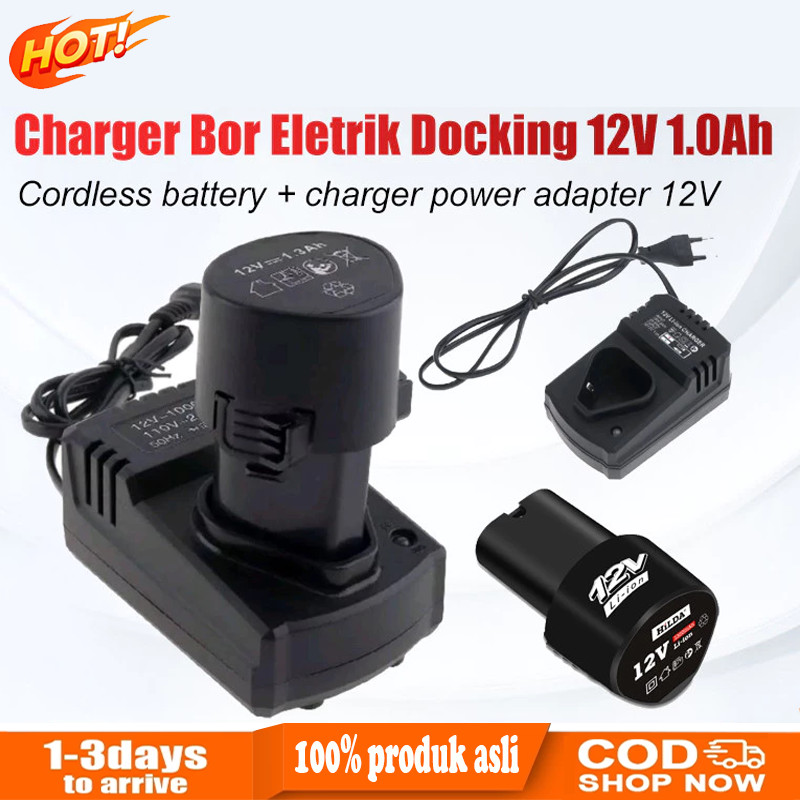 Charger Bor Eletrik Docking 12V 1.0Ah , Cas Bor Cordless 12V jld/Baterai dan pengisi daya/charger bo