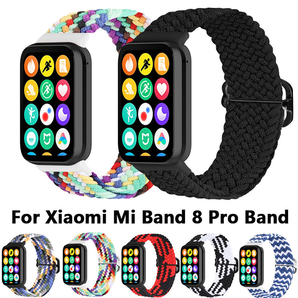 Braided Solo Loop Strap for Xiaomi Mi Band 8 Pro Adjustable Nylon Elastic Sport Replacement Wristban