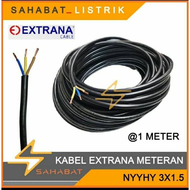 Kabel Serabut Extrana NYYHY 3x1.5 3x1,5 Meteran Hitam