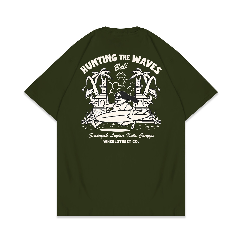 Wheelstreet - Tshirt - Hunting The Waves - Olive Green