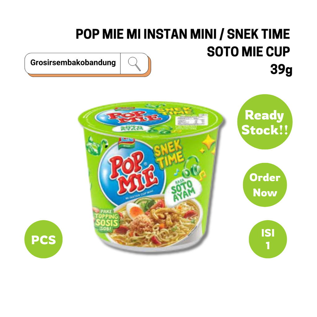 

POP MIE MI INSTAN MINI SOTO MIE CUP 39g - 1 Pcs - Kota Bandung