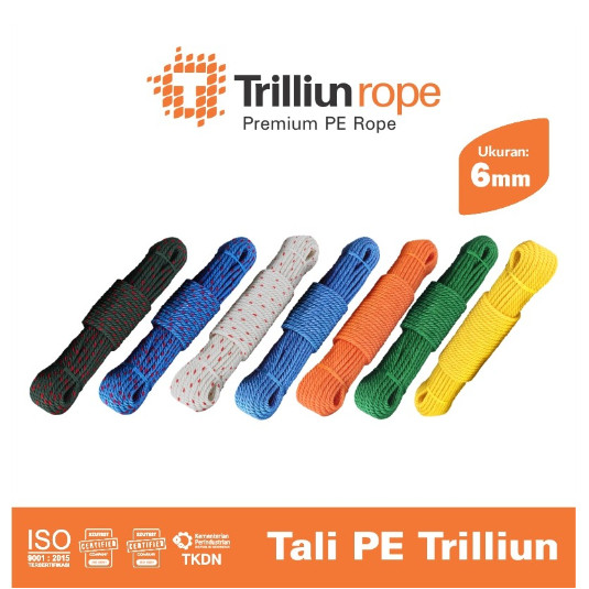 TALI TAMPAR TAMBANG 6mm 1Roll / 200mtr Trilliun