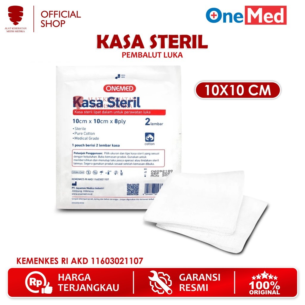 Kasa Sterile 10 x 10 cm Isi 2 Onemed Pembersih Luka P3K Kassa Steril Medis