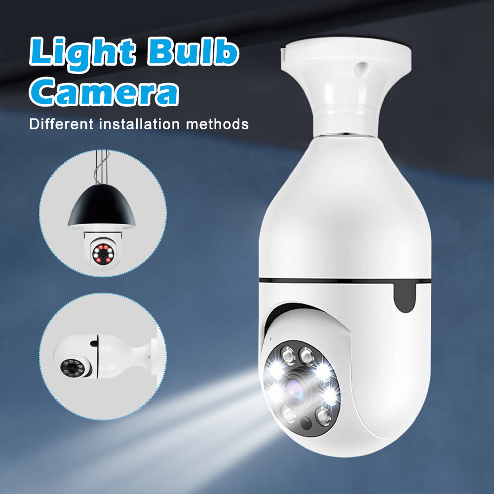 CCTV Lampu PTZ Bohlam E27 8MP Kamera CCTV 1080P HD V380 Pro IP Camera Wifi Night Vision Motion Track