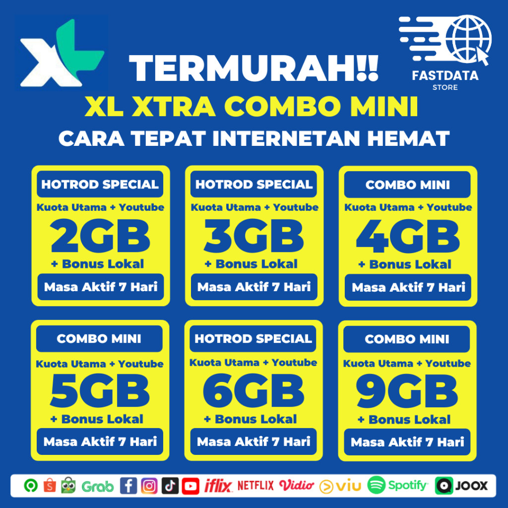 Paket Data XL XTRA Combo Mini Super Murah Proses Cepat