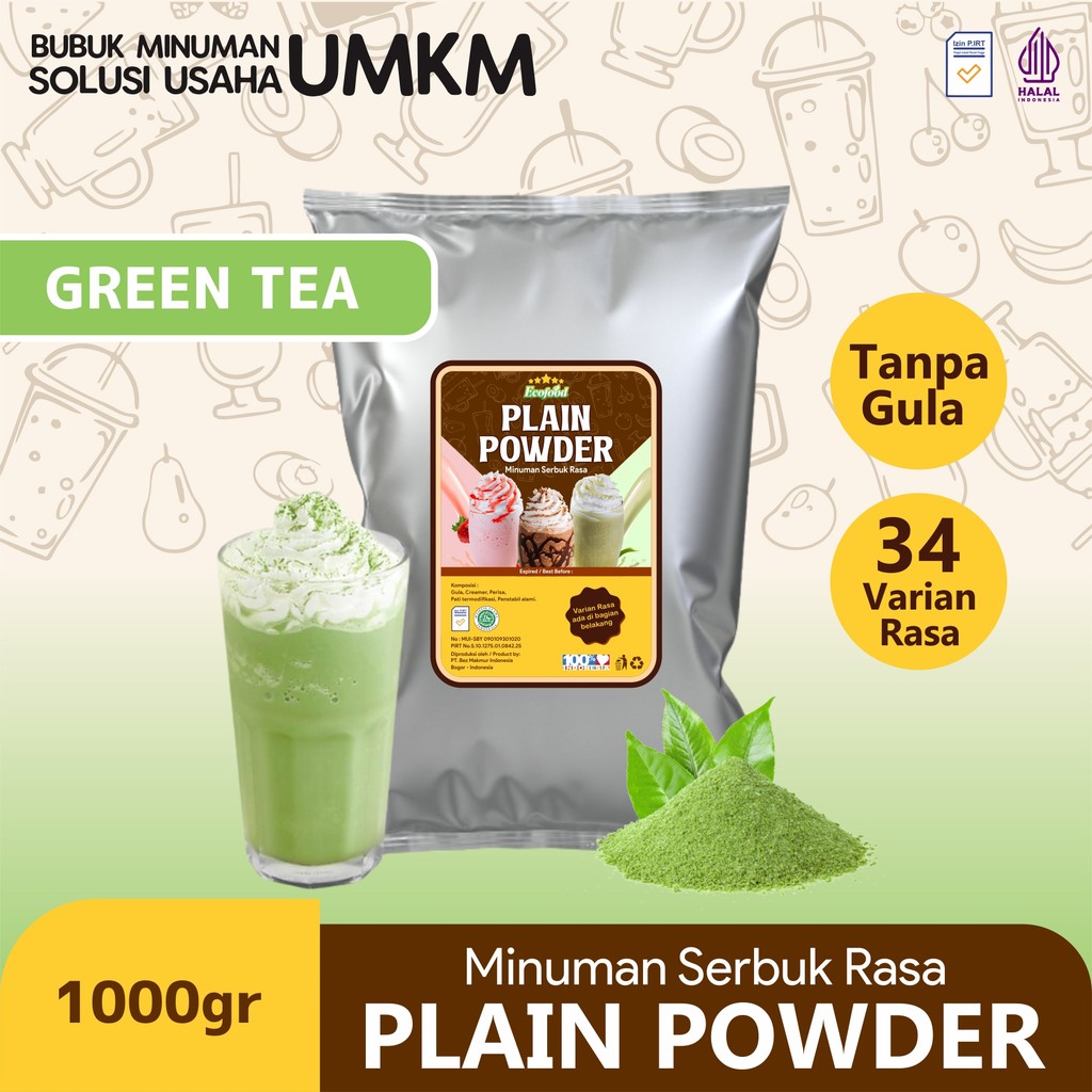 

Bubuk Minuman Tanpa Gula Powder Drink No Sugar Plain Powder Rasa Green Tea 1kg