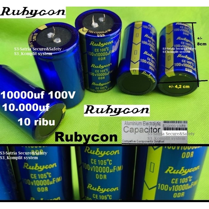 ELCO 10000UF 100V RUBYCON biru kapasitor Elko 100V10000uf 10000uf100V