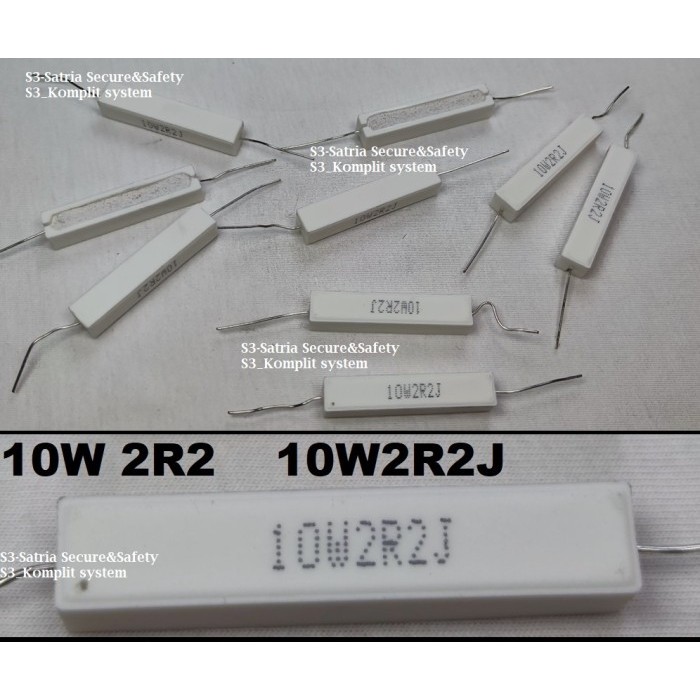 Kapur Resistor 10W 2R2 10W2R2J 10Watt 2R2ohm 2,2R 2.2R ohm 2R2J 2,2ohm
