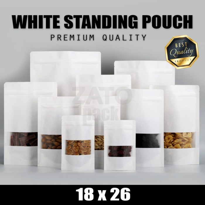 18x26 Kraft Paper bag WHITE standing pouch ZATOPACK - kemasan