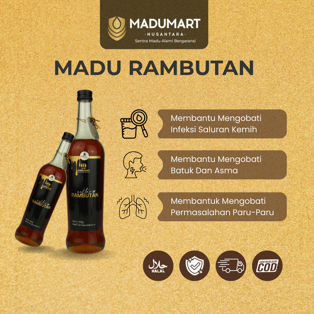

MADUMART Murni Asli Nektar Rambutan 100% Alami Raw Honey Baik Untuk Kesehatan Tubuh